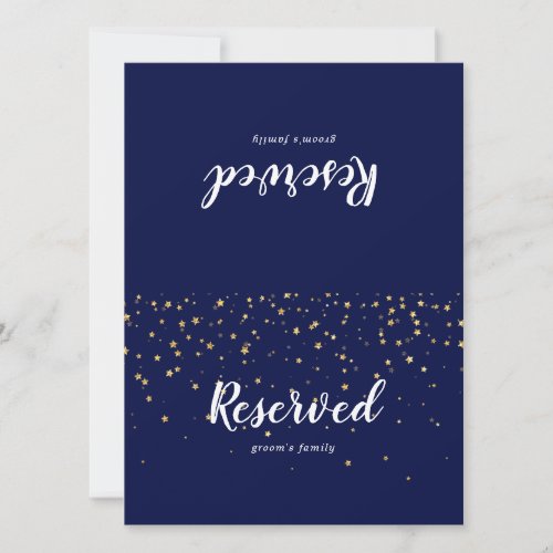 Gold Confetti  Navy Wedding Reserved Sign