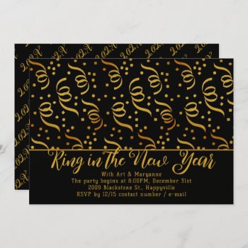 Gold Confetti New Years Eve Party Invitation by holiday_store at Zazzle