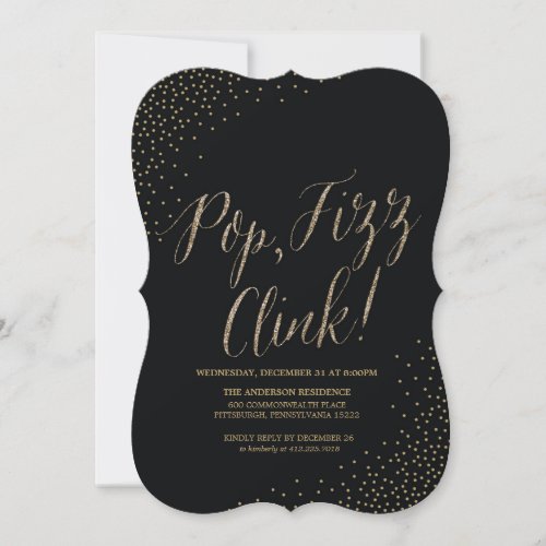 Gold Confetti New Years Eve Party Invitation