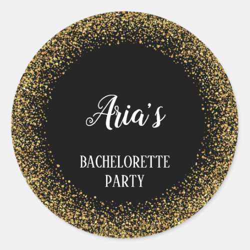 Gold Confetti on Black Bachelorette Envelope Seals