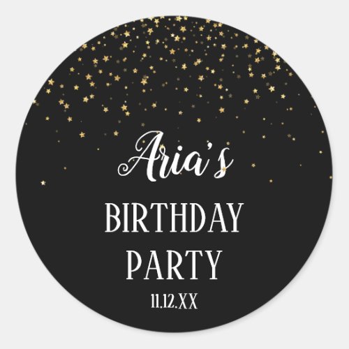 Gold Confetti on Black Birthday Envelope Seals