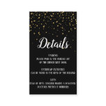 Gold Confetti on Black Detail Insert Card Gold Confetti on Black Detail Insert Card