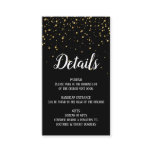 Gold Confetti on Black Details Insert Card Gold Confetti on Black Details Insert Card
