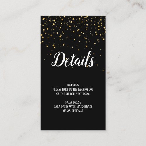 Gold Confetti on Black Details New Years Insert