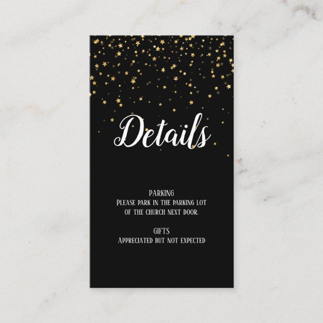 Gold Confetti on Black Graduation Details Insert (Front)