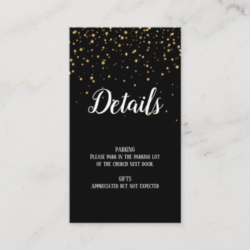 Gold Confetti on Black Graduation Details Insert