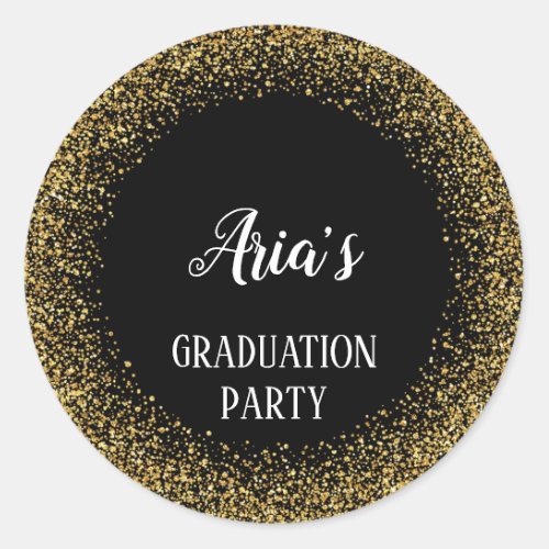 Gold Confetti on Black Graduation Envelope Seals