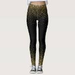 Gold Confetti On Black Leggings<br><div class="desc">Modern gold tones filing confetti design on top and bottom with black color background you can change.
Simple elegant.</div>