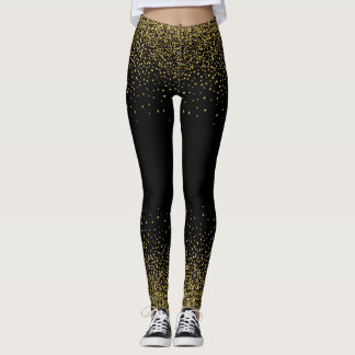 Gold Confetti On Black Leggings