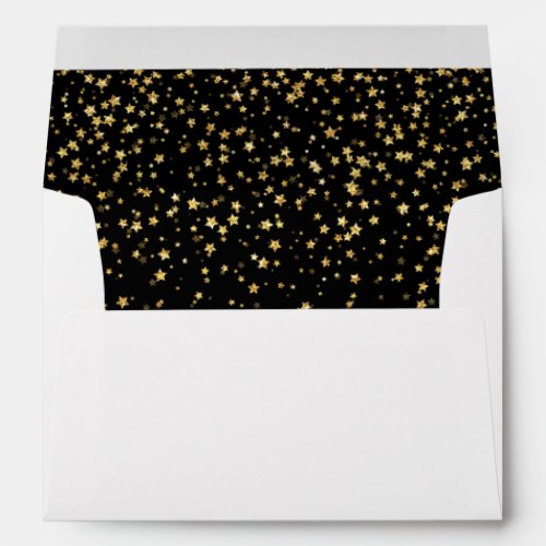 Gold Confetti on Black New Years Eve Invitation Envelope