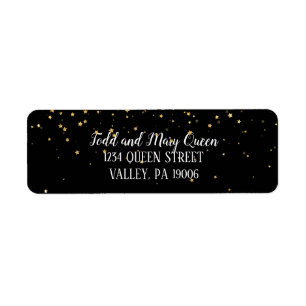 Gold Confetti on Black Return Address Labels