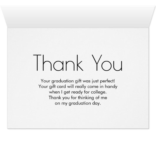 Gold Confetti on Black with Graduation Cap Thanks (Inside Horizontal (Bottom))