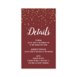 Gold Confetti on Burgundy Details Insert Card Gold Confetti on Burgundy Details Insert Card