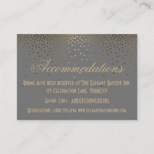 Gold Confetti on Gray Wedding Accommodation Cards