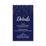 Gold Confetti on Navy Blue Details Insert Card Gold Confetti on Navy Blue Details Insert Card