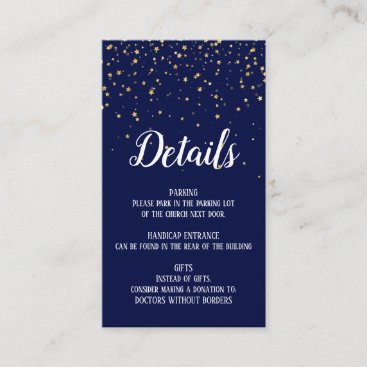 Gold Confetti on Navy Blue Details Insert Card