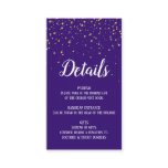 Gold Confetti on Purple Details Insert Card Gold Confetti on Purple Details Insert Card