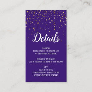 Gold Confetti on Purple Details Insert Card