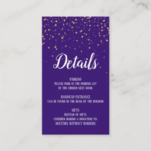 Gold Confetti on Purple Details Insert Card