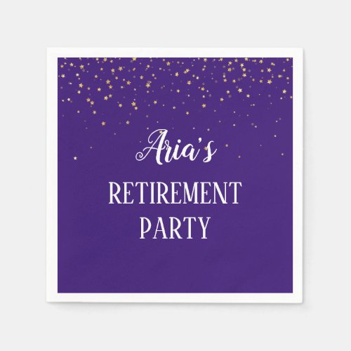 Gold Confetti on Purple Party Napkins