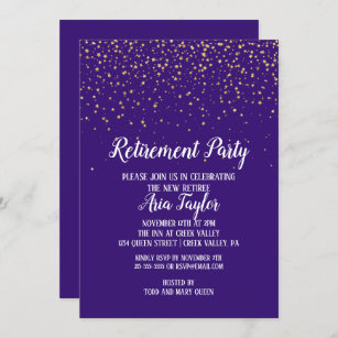 Purple Retirement Party Invitations | Zazzle