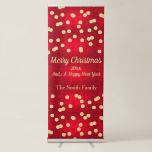 Gold Confetti on Red Christmas Pattern Retractable Banner