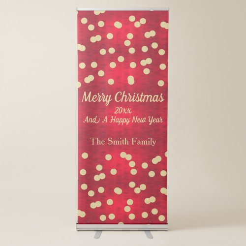 Gold Confetti on Red Christmas Pattern Retractable Banner
