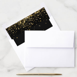 Gold Confetti On White Envelope Liner