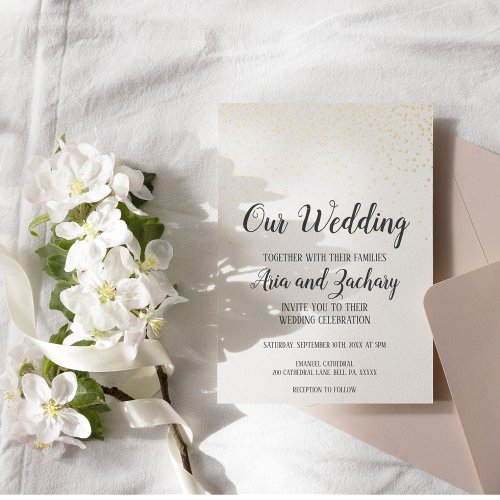 Gold Confetti Our Wedding Foil Invitation