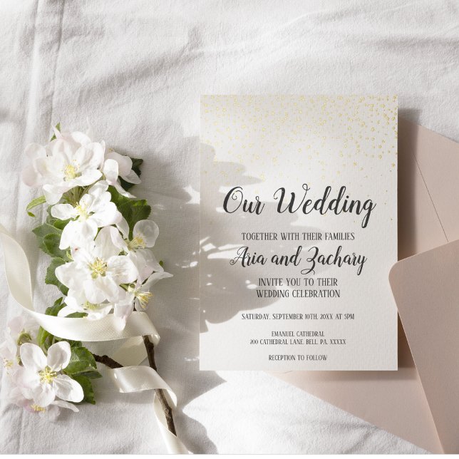 Gold Confetti Our Wedding Foil Invitation (Creator Uploaded)
