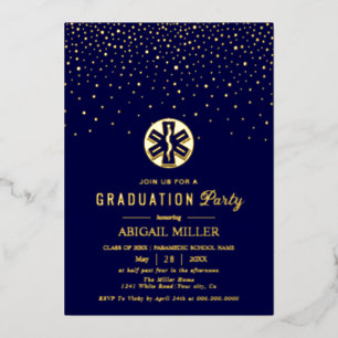 Gold confetti paramedic Class Of 2026 graduation Foil Invitation