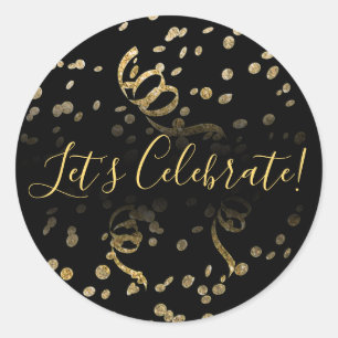 Gold Confetti Party Celelbrate Classic Round Sticker