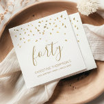 Gold Confetti Personalized 40th Birthday Party Napkins<br><div class="desc">Help them celebrate their 40th birthday in style with this simple but elegant design, featuring faux gold triangular confetti sifting down on the word "forty" in stylish gold handwriting font. Personalize it with the name of the honoree in gold sans serif font, along with the occasion and date below in...</div>