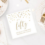 Gold Confetti Personalized 50th Birthday Party Napkins<br><div class="desc">Help them celebrate their 50th birthday in style with this simple but elegant design, featuring faux gold triangular confetti sifting down on the word "fifty" in stylish gold handwriting font. Personalize it with the name of the honoree in gold sans serif font, along with the occasion and date below in...</div>