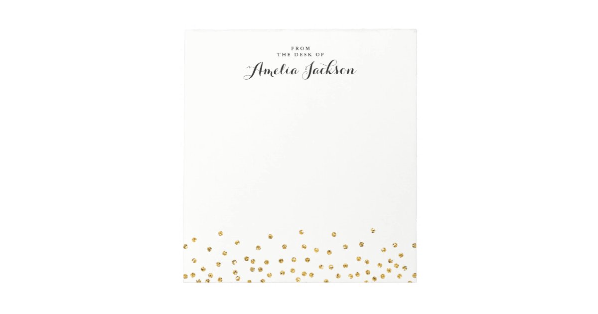 Gold Confetti Personalized Notepad Stationery | Zazzle