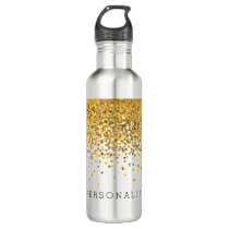 Gold Confetti Personalized Water Bottle Gold Confetti Personalized Water Bottle