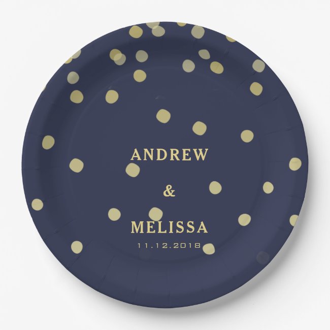 Gold Confetti | Personalized Wedding Paper Plate