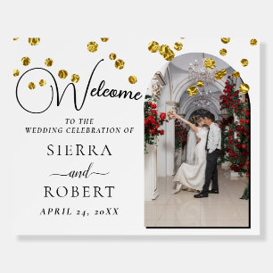 Gold Confetti Photo Wedding Welcome Sign