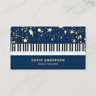 Gold Confetti Piano Keyboard Musician Pianist Business Card