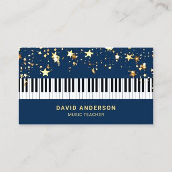 Gold Confetti Piano Keyboard Musician Pianist Business Card by ShabzDesigns at Zazzle