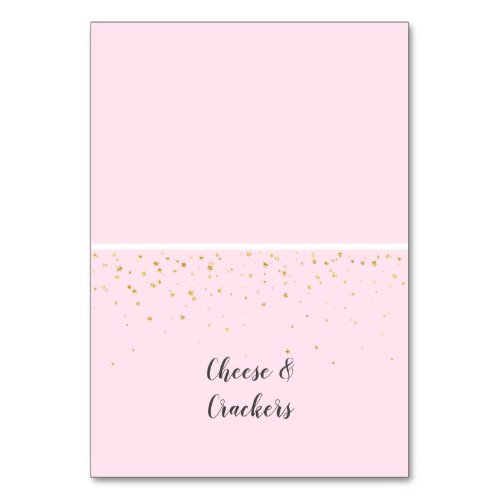 Gold Confetti Pink Baby Shower Buffet Food Labels Table Number