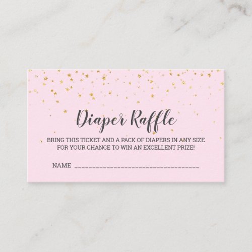 Gold Confetti Pink Baby Shower Diaper Raffle Enclosure Card