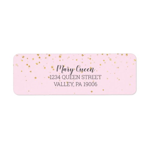 Gold Confetti Pink Baby Shower Return Address Label