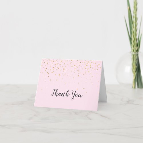 Gold Confetti Pink Baby Shower Thank You Card