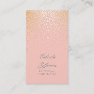 Gold Confetti Pink Elegant Glamour Vintage Business Card
