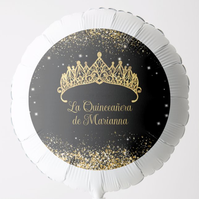Gold Confetti Quinceanera Tiara Balloon (Front)