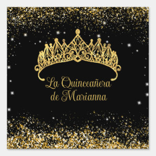 Gold Confetti Quinceanera Tiara  Sign