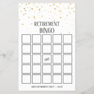 Gold Confetti Retirement Bingo Cards Flyer