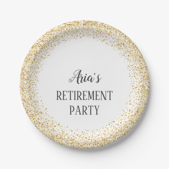 Gold Confetti Retirement Party Plates (Front)