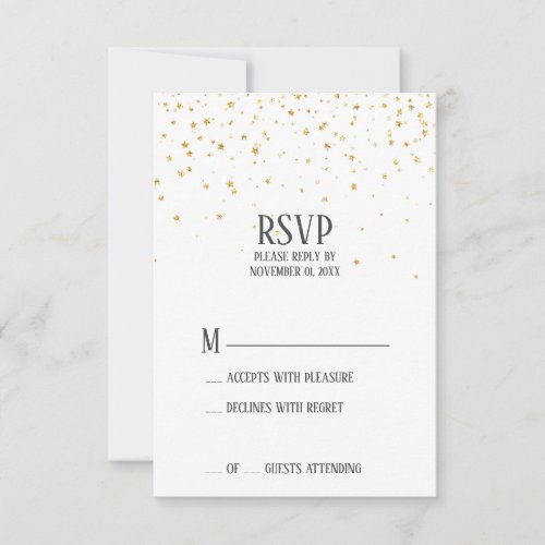 Gold Confetti Retirement Party RSVP Card